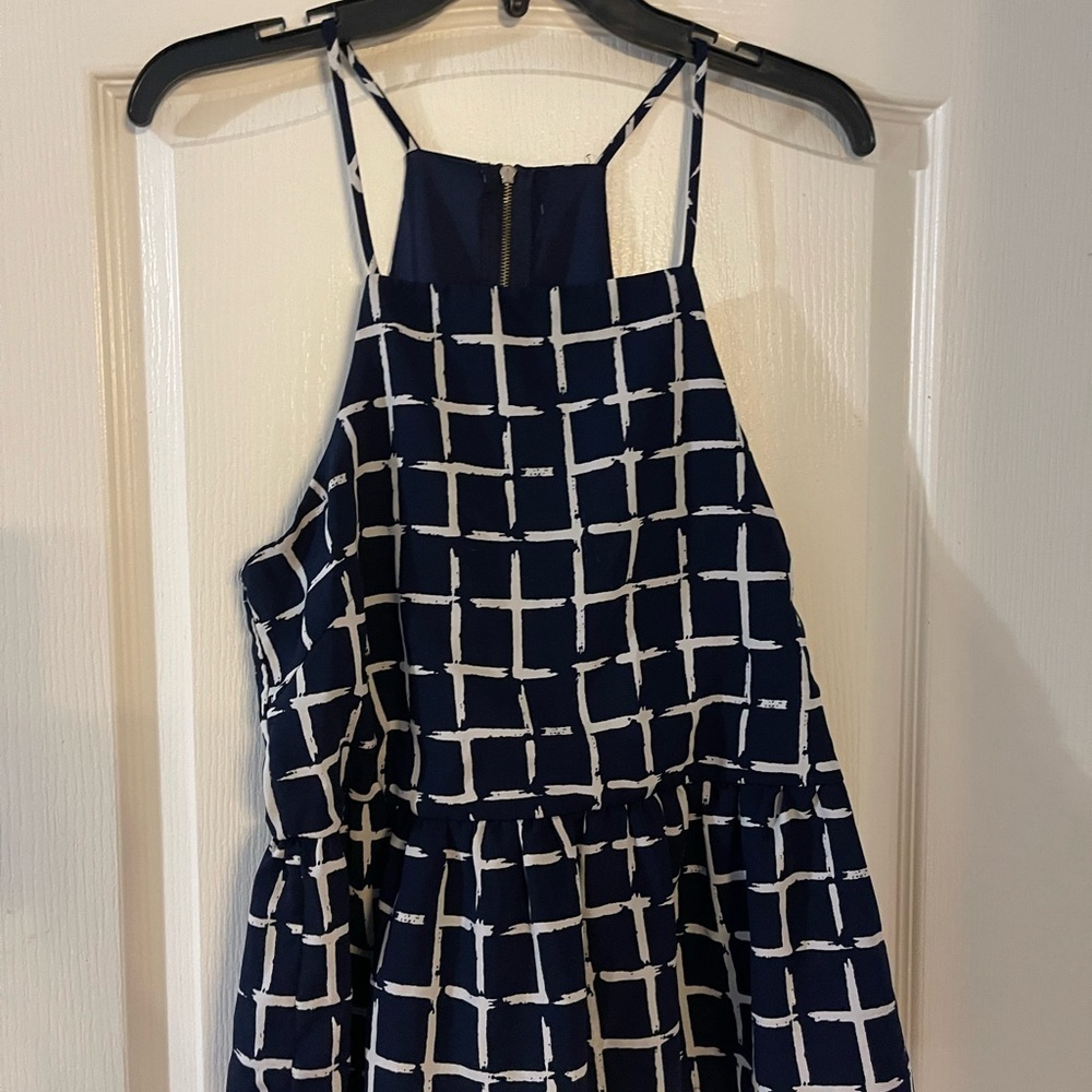Dee Elle Navy and‎ White Checkered Dress